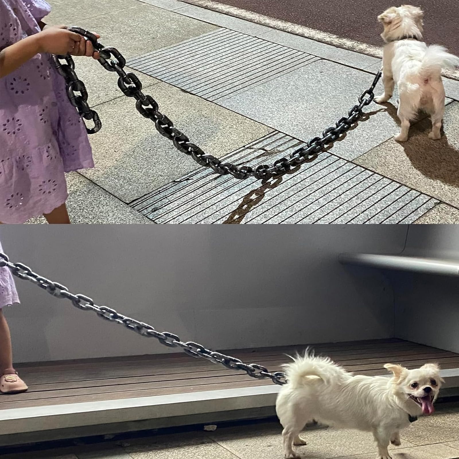 Correa de Cadena con Forma de Pata de Hierro, Divertida Correa de Cadena para Perros Grandes de Hierro para Perros/Gatos pequeños, Accesorios Ligeros para fotografías (Black,7ft)