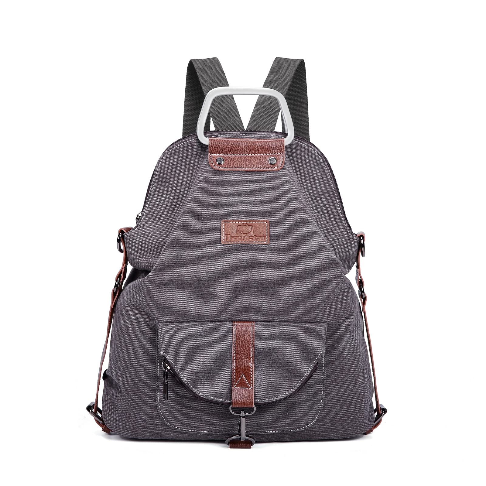 Travistar Mochila Mujer Vintage Bolso Hombro Bolso de Lona Bolso Bandolera Casual Mujer Mochila Escolar (Gris)