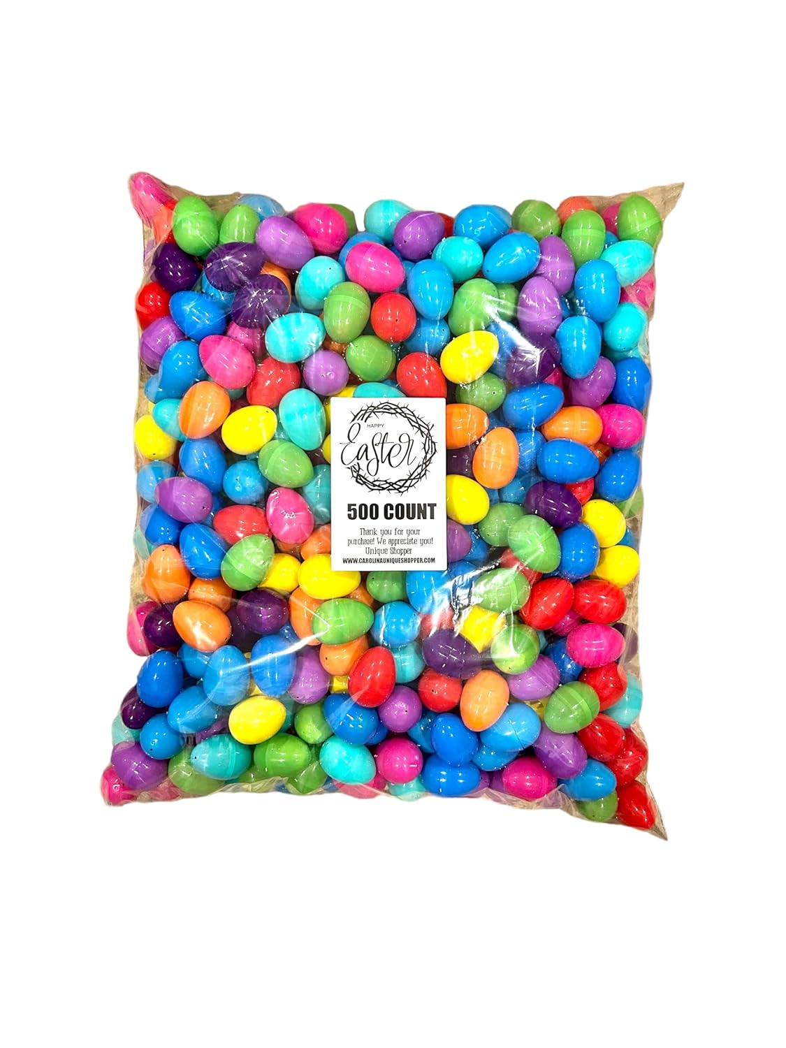 Candy Filled Plastic Easter Eggs, Multicolor Hinged Eggs with Premium Chocolate Candy, Easter Egg Hunt Party Supplies (500 ct)