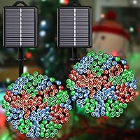 Vista 14 de Guirnalda de luces solares azules impermeables para exteriores, paquete de 2 unidades de 144 pies, 400 LED con 8 modos de impermeabilidad IP44