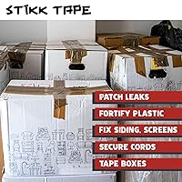 Vista 5 de STIKK Cinta de Conducto - Cinta de Conducto Roja - 3 pulgadas x 25 yardas - Cinta Resistente para Reparaciones, Proyectos Domésticos - para HVAC