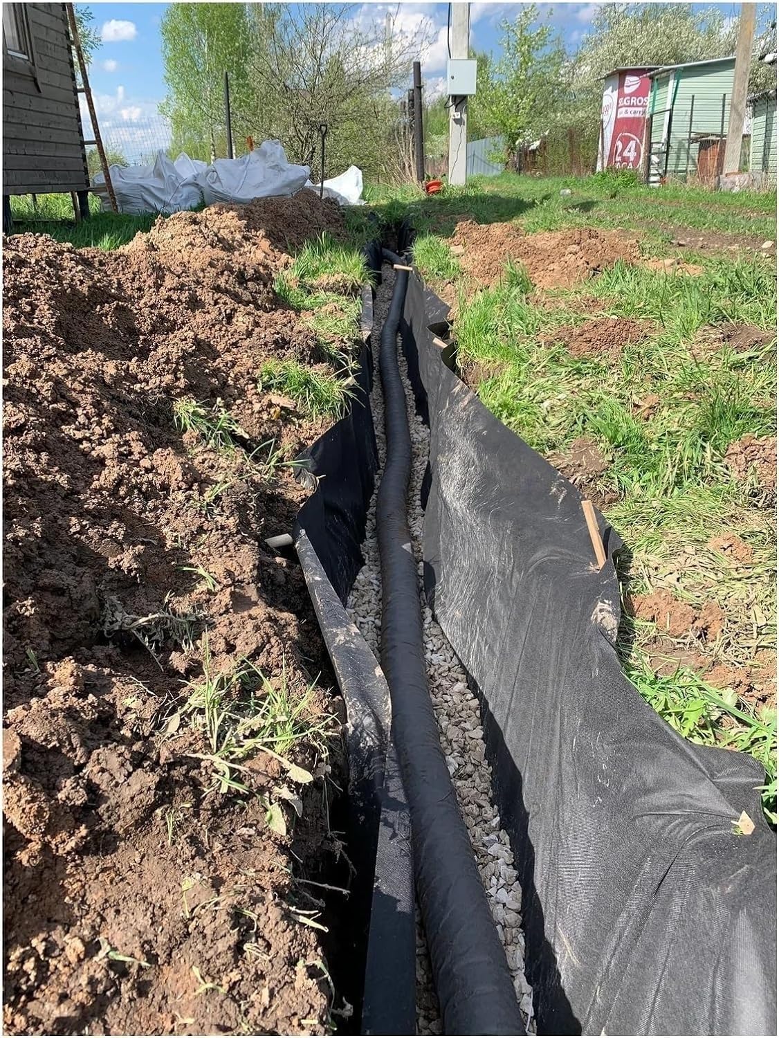 Geotextil-Landschaft, Vliesstoff-PP-Drainage für Bodenabdeckung, Gartenvlies, französische Drainagen, schwarz(1mx25m/3.3ftx82ft)