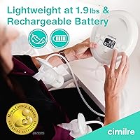 Vista 4 de Cimilre Extractor de leche recargable ajustable S6+, sesiones de bomba personalizables con múltiples velocidades de ciclo y niveles de succión
