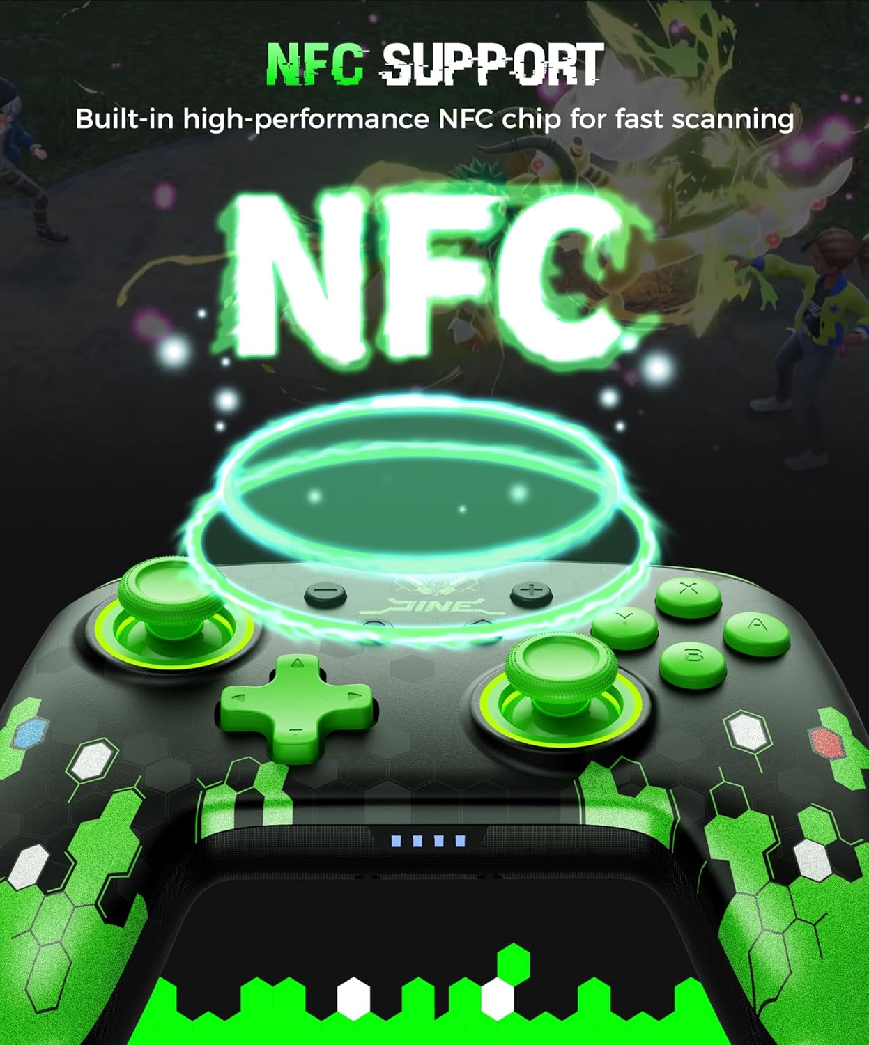 IINE Pro Controller for Switch 1 & 2, Wireless Gamepad with NFC Support, Adjustable Vibration & Turbo Mode, RGB Light, Wake-Up Function, Turbo Pro Controller