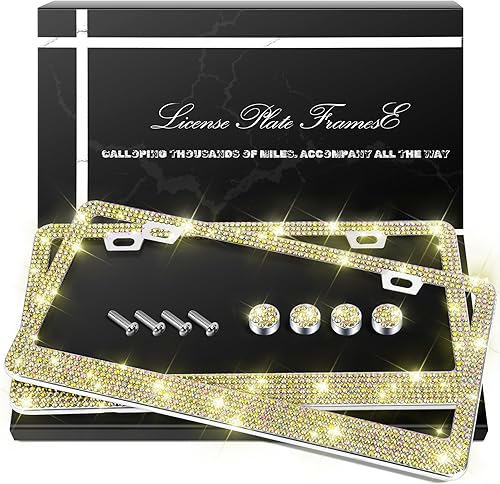 Vista 79 de Paquete de 2 marcos brillantes para matrícula, cubierta de matrícula de automóvil con diamantes de imitación brillantes para mujer, accesorios