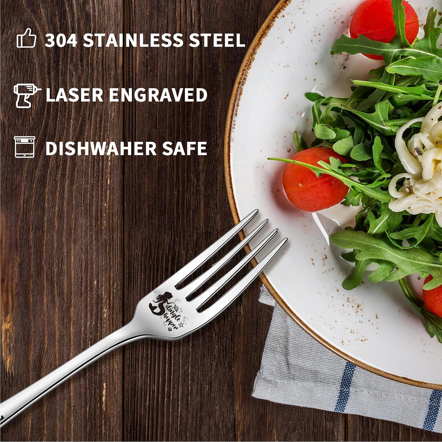 Dingle Hopper Funny Stainless Steel Fork, Cake Dessert Toast Forks, Gifts for Kids Friends Sisters, Mermaid Fan Lovers Forks Gifts, Best Birthday Valentine Christmas Housewarming Gift