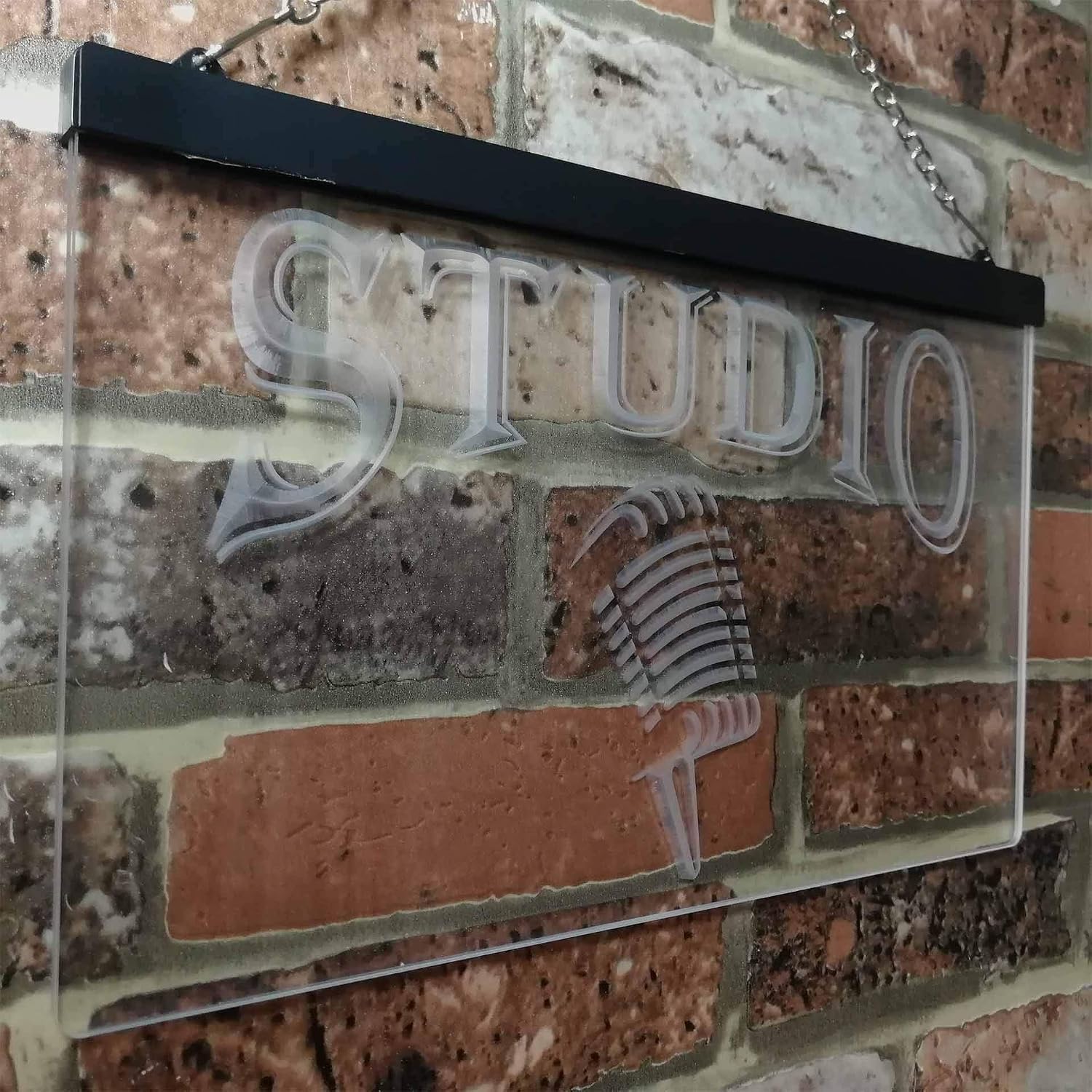 ADVPRO Studio On Air Microphone Illuminated Dual Color LED Neon Sign White & Blue 24" x 16" st6s64-i0587-wb