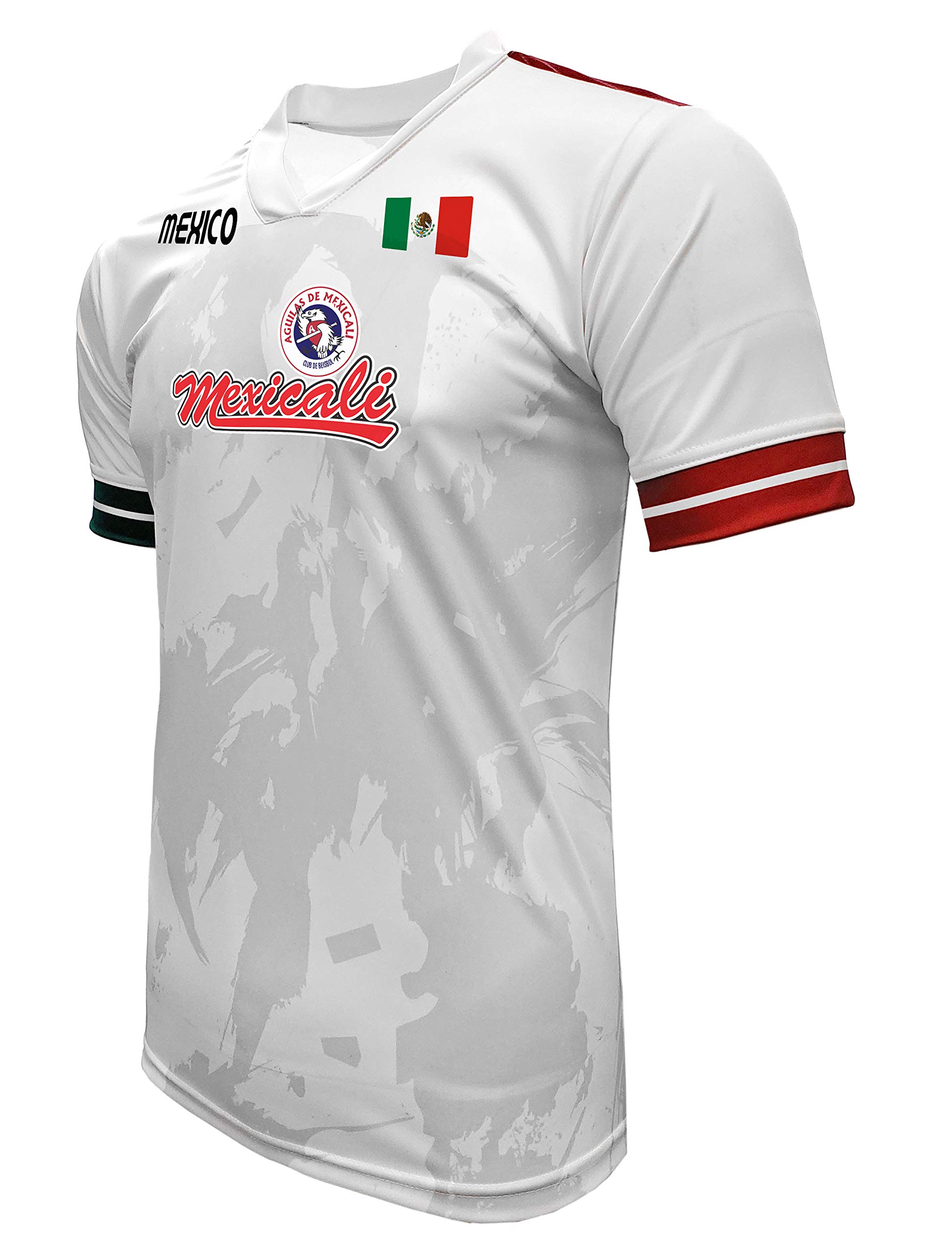 Jersey Mexico Aguilas de Mexicali 100% Polyester White/Grey_Made in Mexico (US, Alpha, Large, Regular, Regular, White)