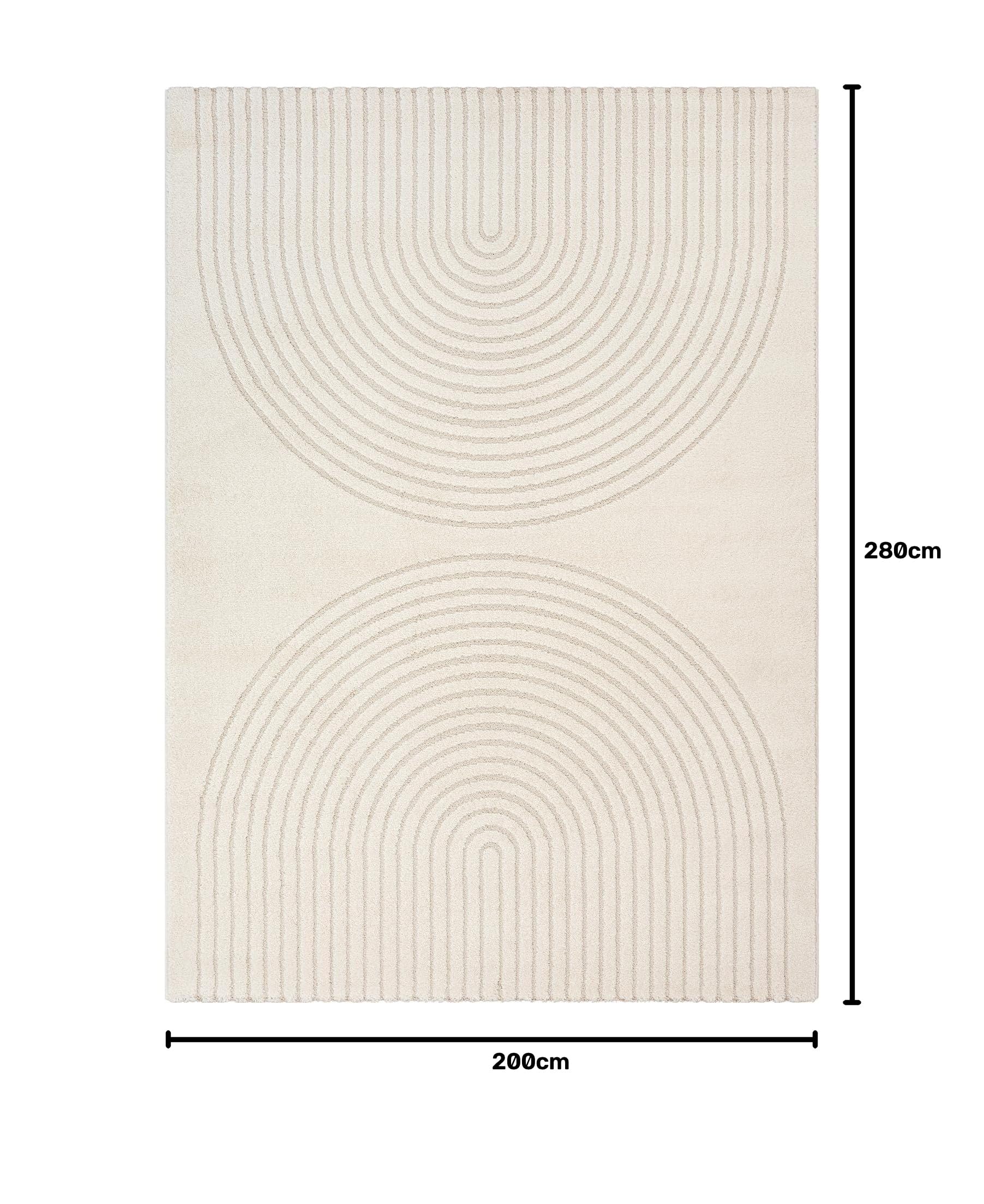 the carpet Elisa, tappeto moderno per soggiorno, design geometrico, alta densità di pelo e piacevolmente morbido, crema, 200 x 280 cm