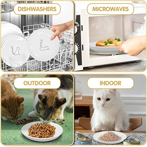 Miniatura 7 de 6 Pack Cat Food Bowl, Ceramic Cat Bowls, Anti Whisker Fatigue Cats Bowl Set,5.5 Inches Shallow Wide Kitten Plates for Food and Water