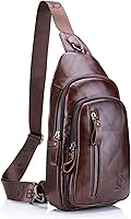 Vista 80 de LUKZIJAES Bolso bandolera de cuero genuino para hombre marrón (#1-Brown)
