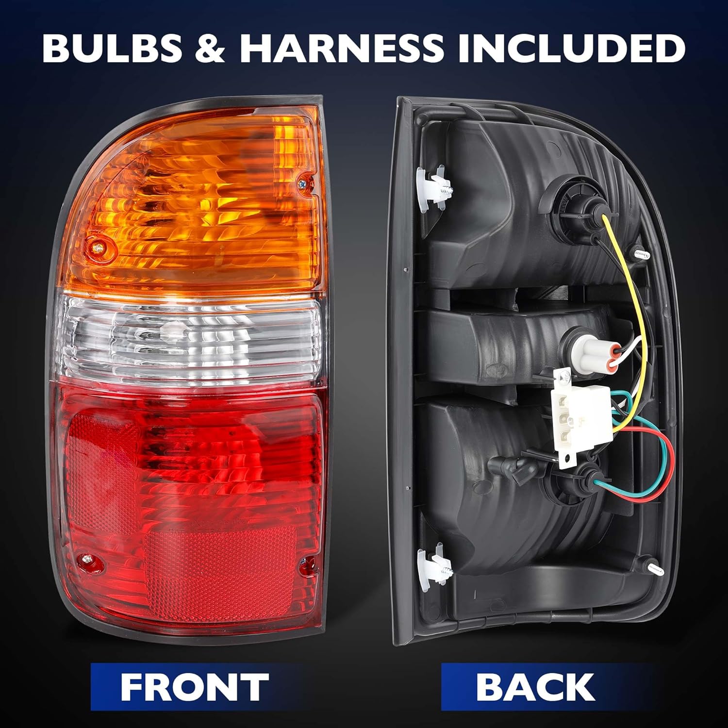 Tail Light Assembly Compatible with 2001-2004 Toyota Tacoma, Left Driver Side Rear Lamp Replacement w/Bulb & Harness, Replaces 81560-04060 TO2800139
