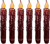 Vista 12 de CVHOMEDECO. Velas de cera real sumergidas a mano, funciona con pilas, temporizador LED, velas cónicas sin llama primitivas del país, 6-3/4 pulgadas