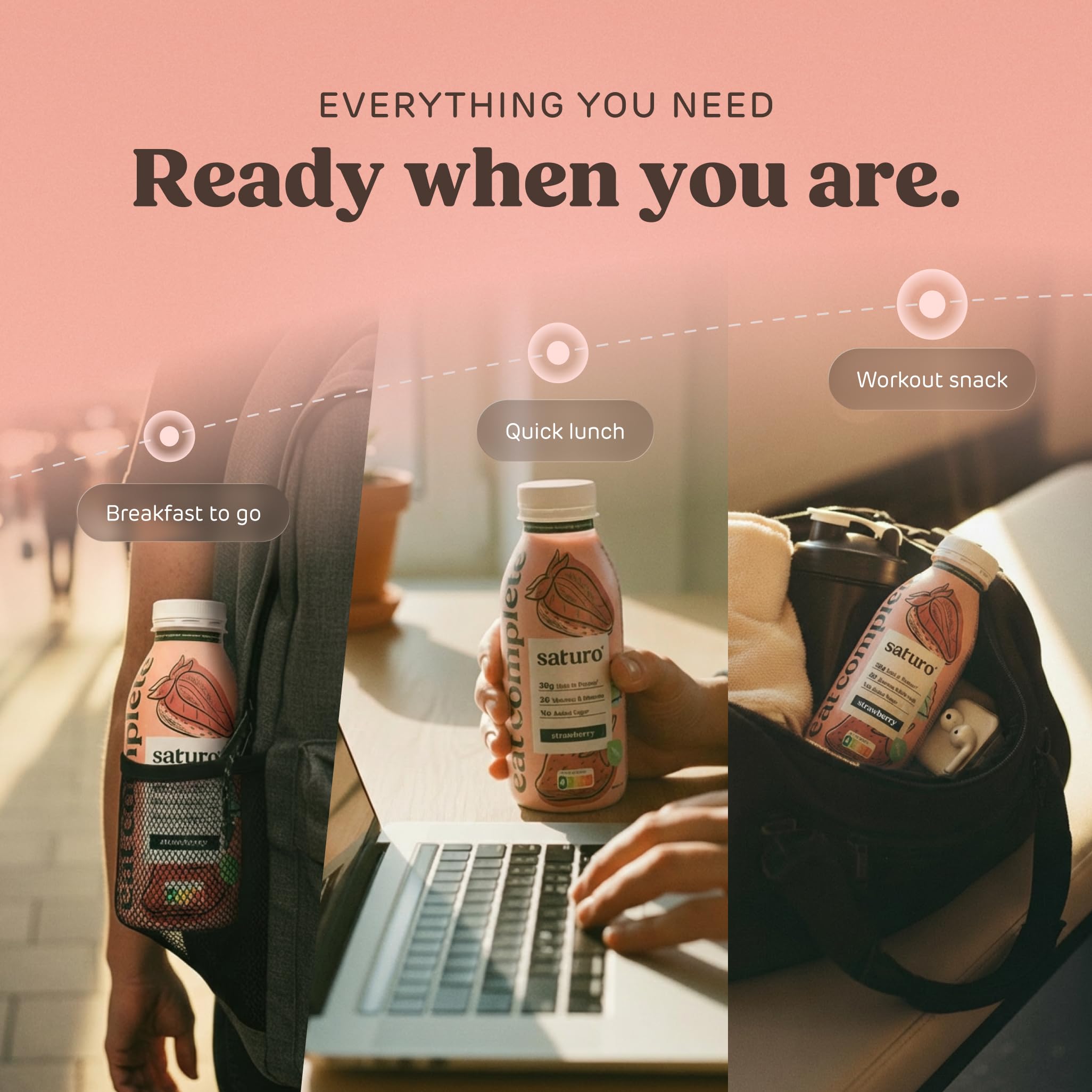 SATURO® czekolada do mączek do picia | Pokarm Astronaut z białkiem i 500kcal | Wegańska żywność do picia z cennymi składnikami odżywczymi | 6 x 500 ml