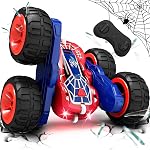 Tecnock Voitures de télécommande pour enfants, 2.4GHz RC Voiture avec charge facile type-C, 4WD Double face 360° Rotations et flips RC Voiture Stunt, Cadeau jouets pour les garçons et les filles, Bleu