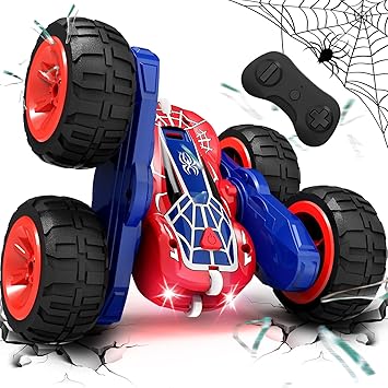 Tecnock Spider Remote Control Car, 2.4GHz RC Cars with USB-C Easy Charging, 4WD Double Sided 360 Rotates & Flips RC Stunt Car, Toys Gift for Boys and Girls Ages 6-8, 8-12