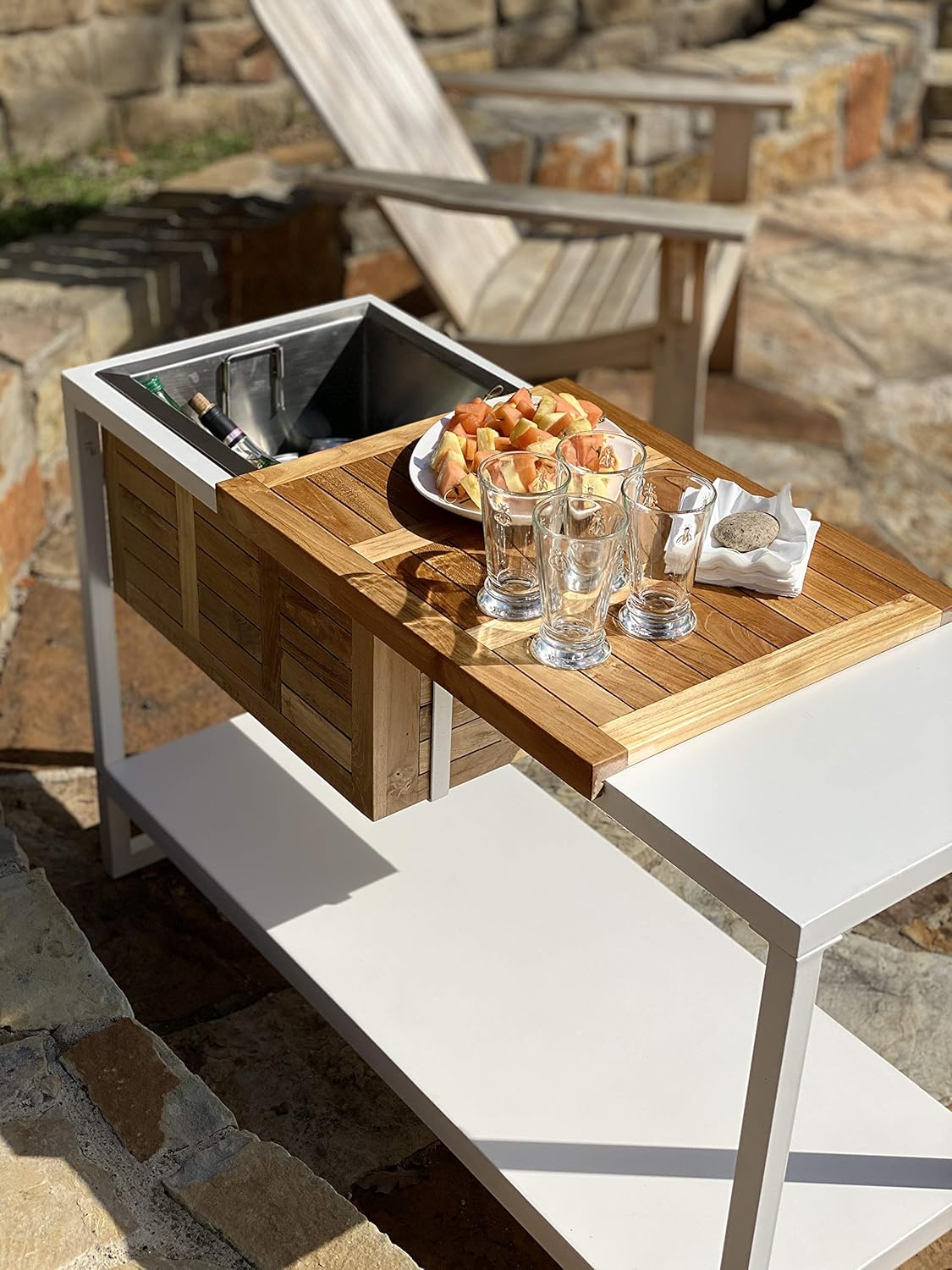 Posh Pollen Catalina Outdoor Bar Buffet Table, White