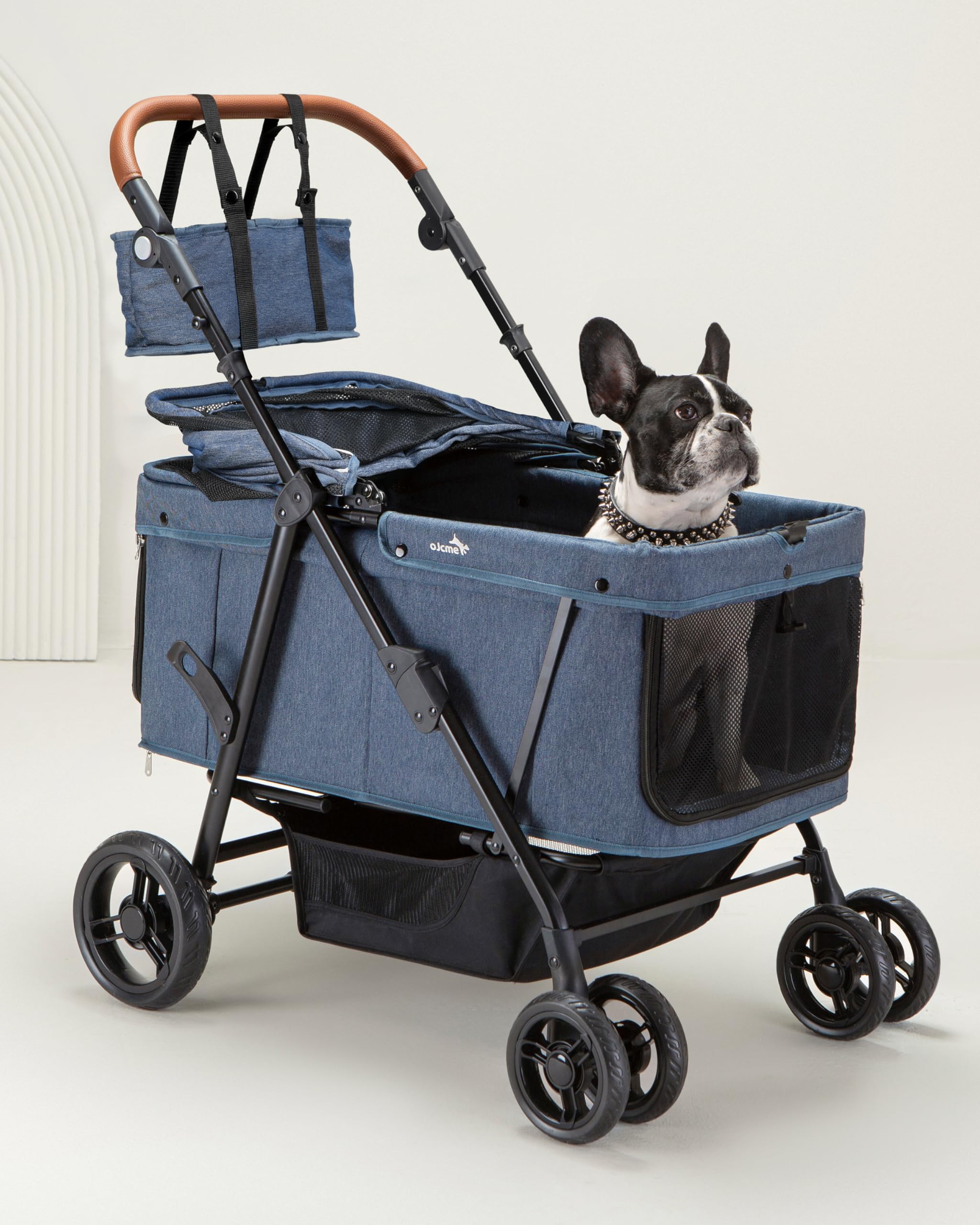 Dog Stroller for Large & Medium Dogs (20–132 lbs), Pet Stroller for 2 Small Dogs, Extra Large Heavy Duty, Foldable & Ventilated, Pink or Navy ( Slightly USED)
