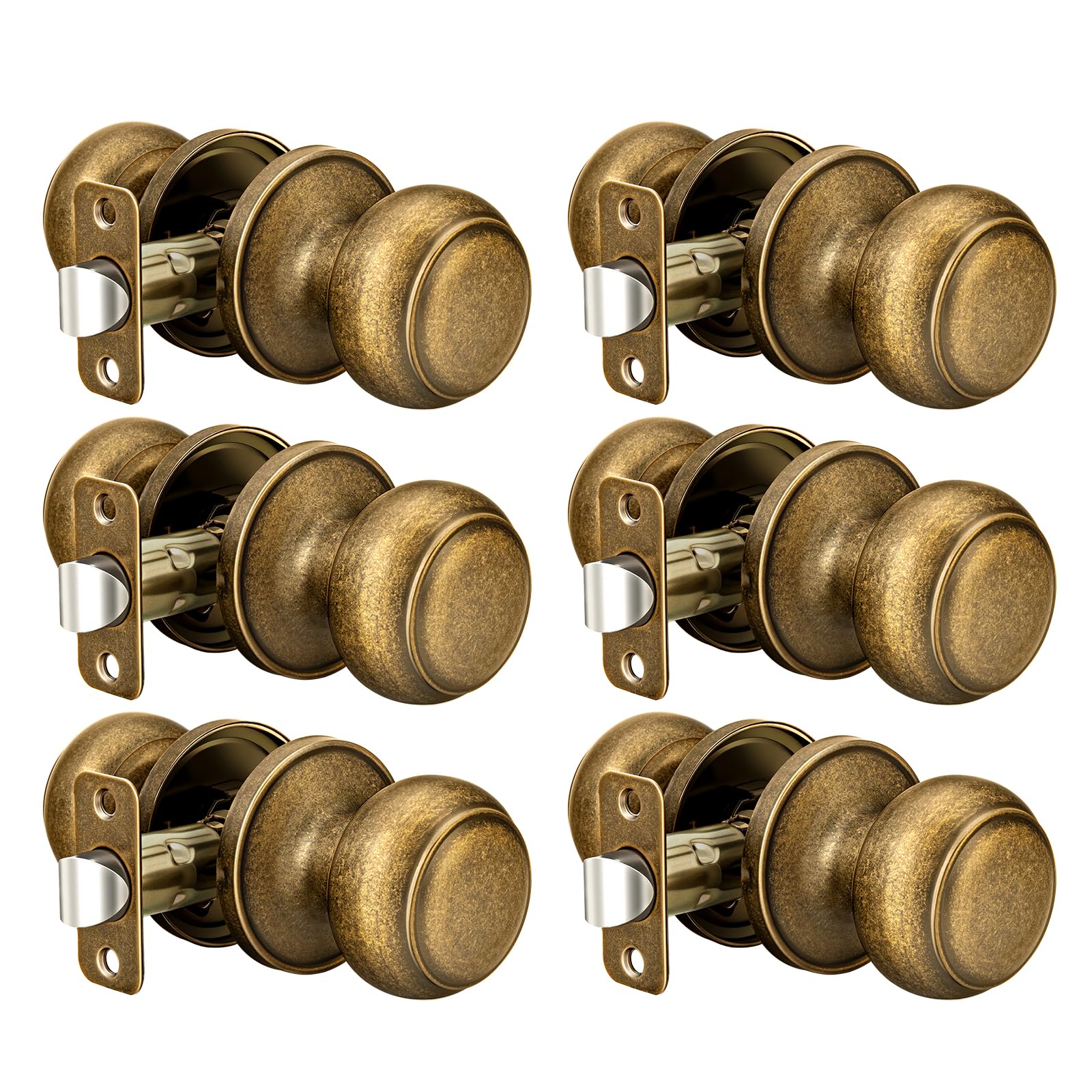 Brushed Gold Door Knobs - 6 Pack Interior -8
