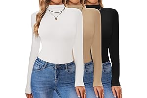 3 Pack Turtleneck Shirt For Women, Stretch Base Layer Mock Neck Winter...