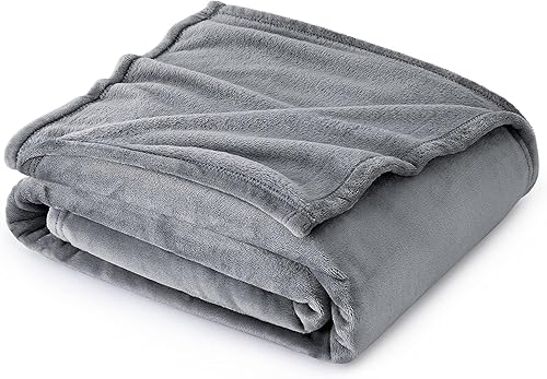 Fleece Throw Blanket for Couch - Grey Throw Blankets Lightweight Fuzzy Cozy Soft Plush Warm Blankets and Throws for Sofa, 50x60 inches