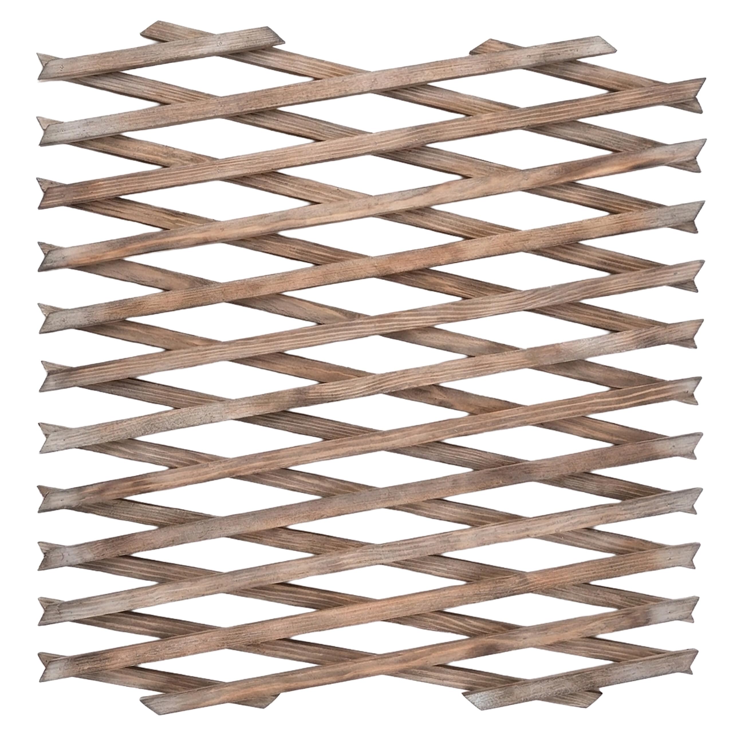 Relaxdays Treillis Extensible, Lot de 3, 270 x 45 cm, Bois brûlé, Fixation Murale, pour Plantes grimpantes