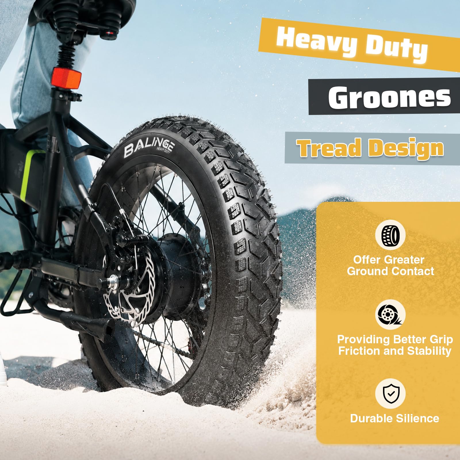 WEEROCK Heavy Duty 20/26" opony do roweru elektrycznego 20/26 x 4,0, składane, do rowerów elektrycznych i górskich, górskich, terenowych