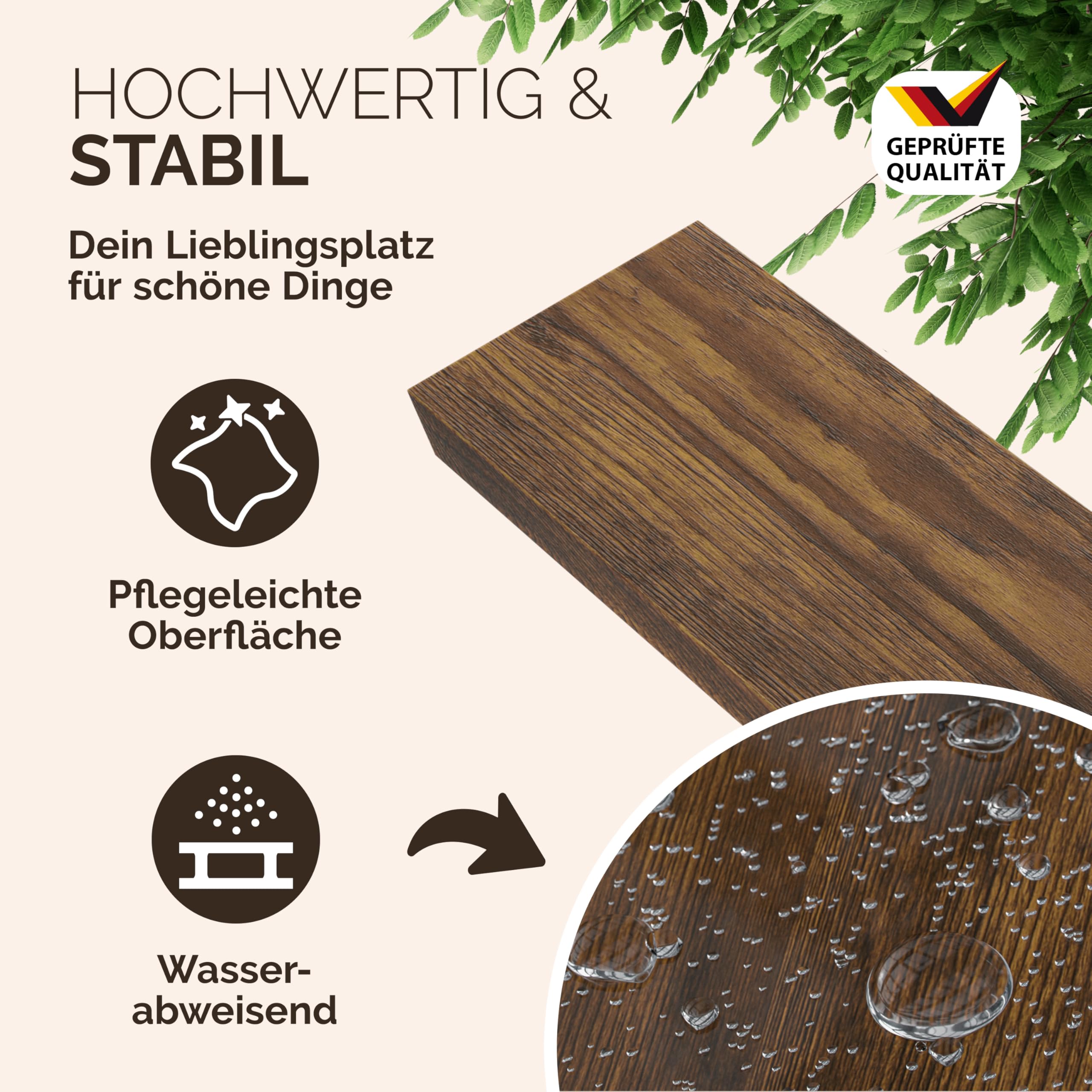 Casaria® 2X Wandregal Holz Dunkle Eiche Regal mit Halterung 15kg Tragkraft Hängeregal Küche Wohnzimmer Flur Wand Schweberegal Bücherregal Regalbrett Schwebend 90cm