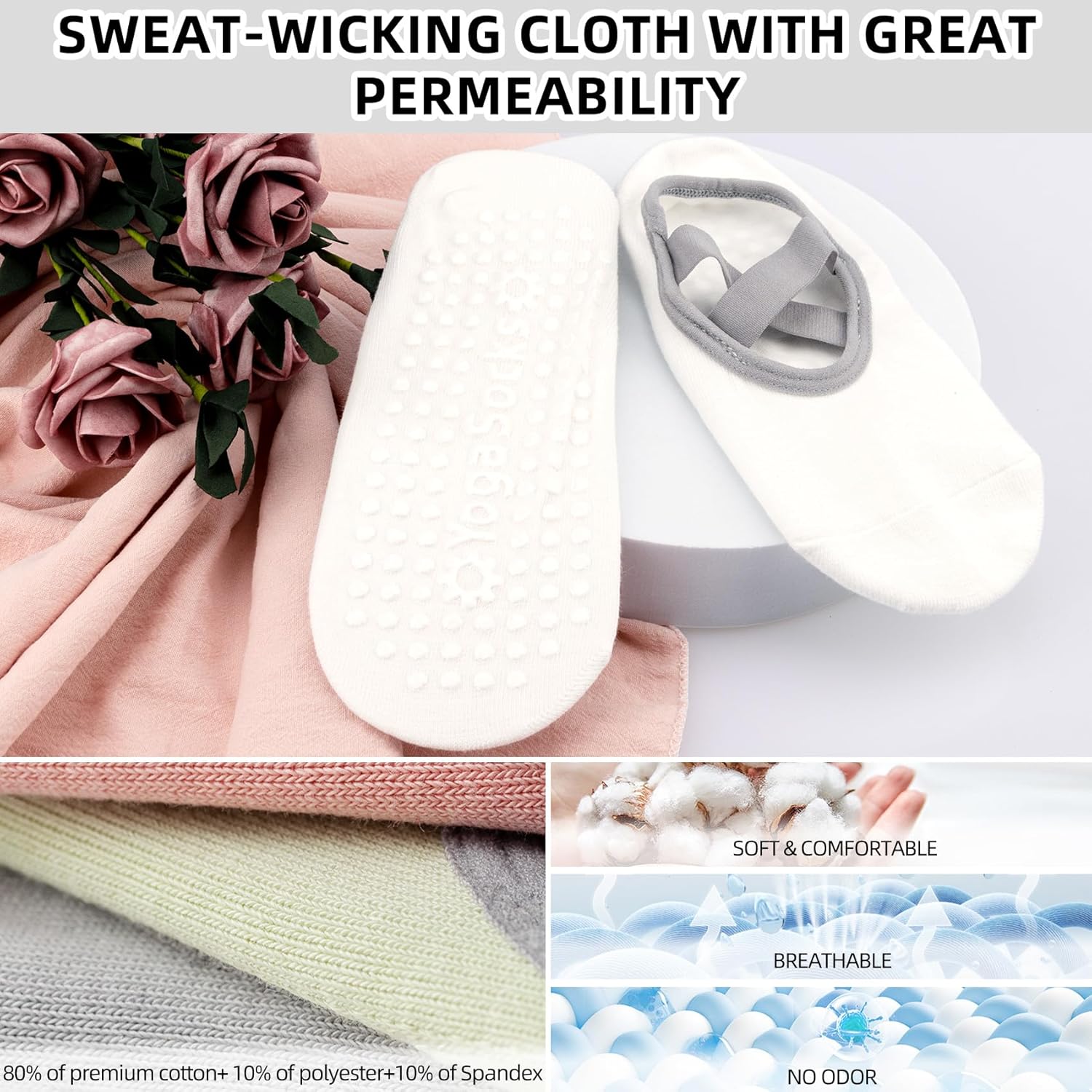 Yoga Socks-Non Slip Grip for Women,One Size Fitness Sport Sock Dance of Socks - Image 5