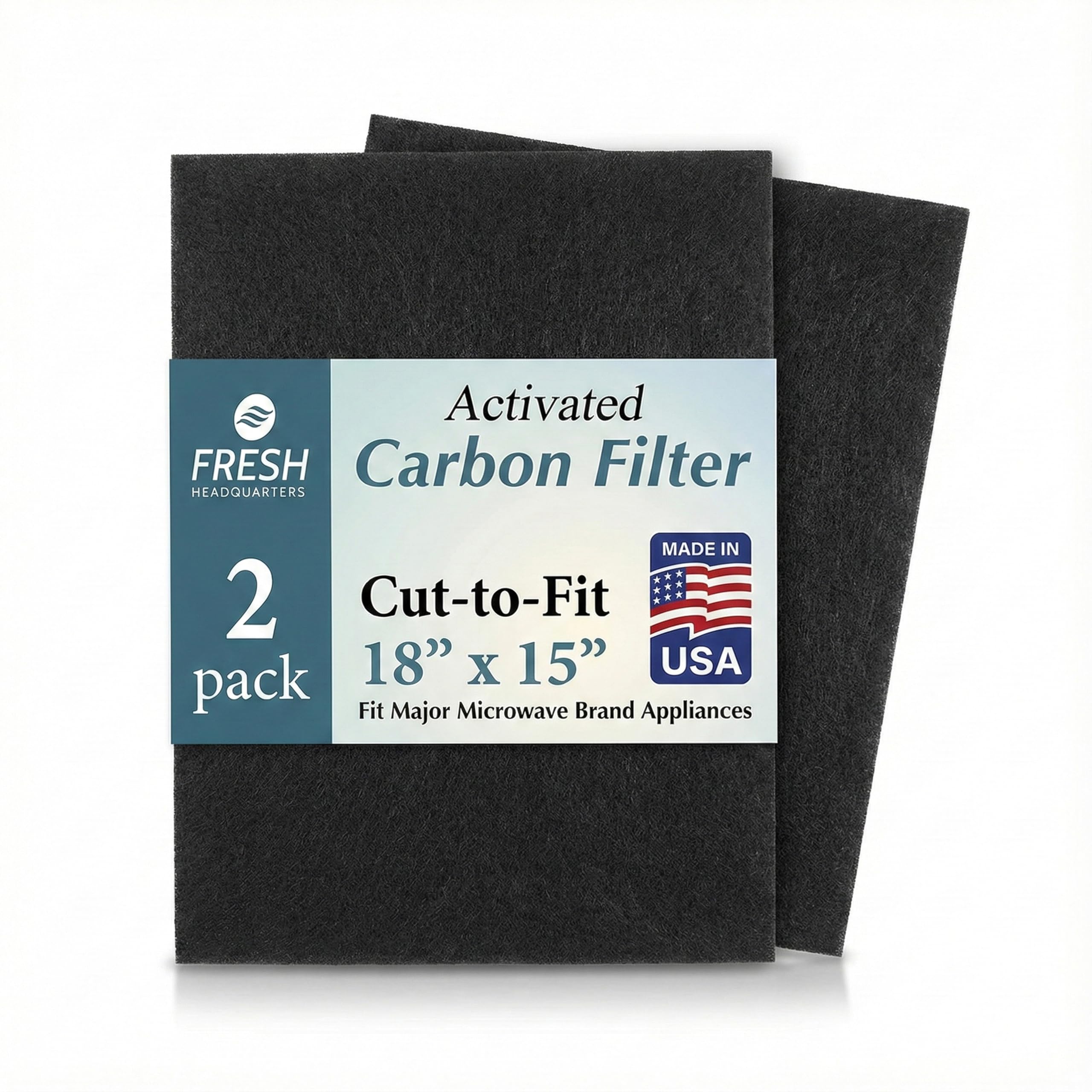 Activated Carbon Microwave Charcoal Filters - For GE Microwave Filter Replacement- Universal for Major Brands - Whirlpool, LG, KitchenAid, Maytag &amp; More - 18" x 15", Cut-to-Fit, 2-Pack - Made in USA