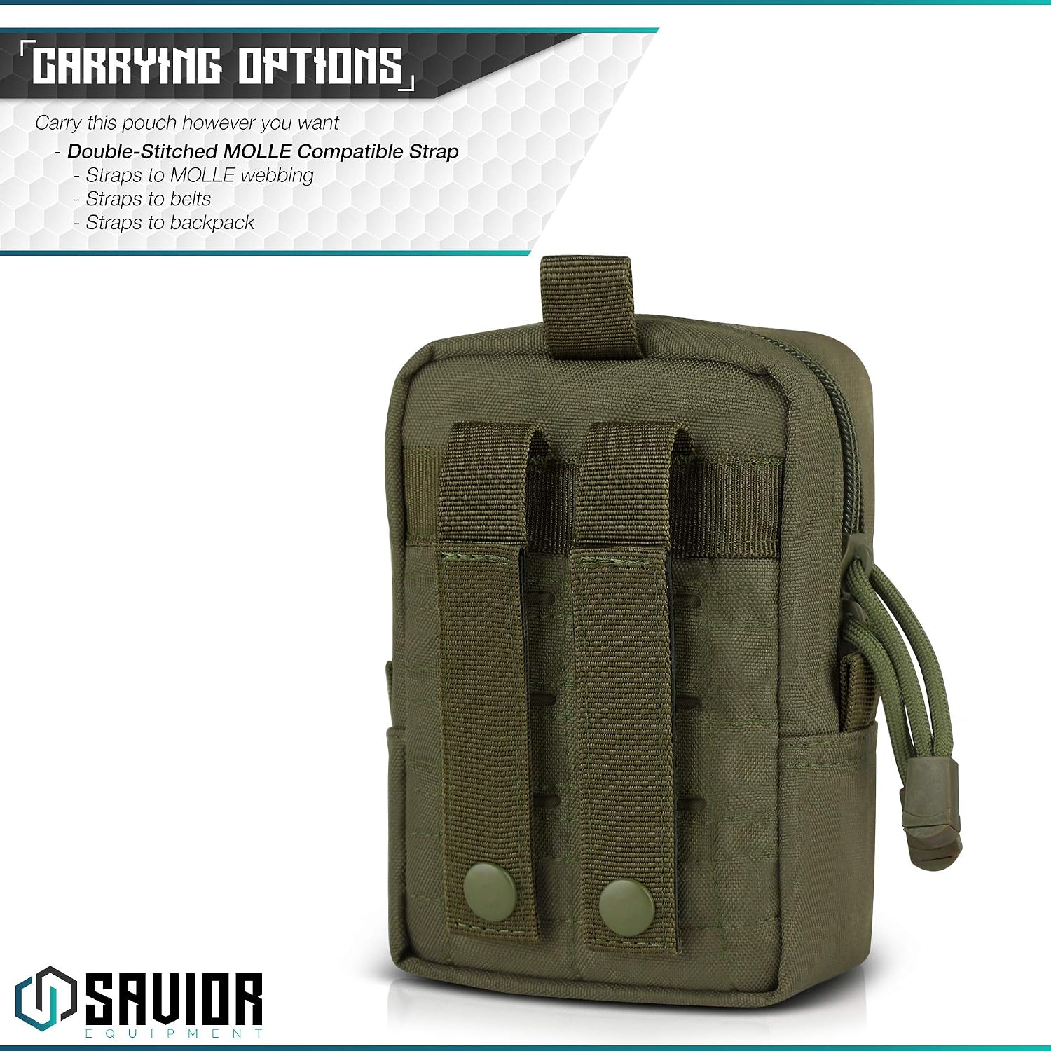 Savior Equipment Tactical MOLLE EDC Pouch Multi-Purpose Lightweight Ultra Compact Utility Waist Bag - Laser-Cut Style Design, 2-Pack