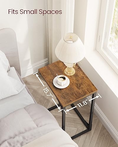 Miniatura 3 de VASAGLE Juego de 2 mesas auxiliares en forma de C, mesa auxiliar pequeña para sofá, mesa de sofá con marco de metal para sala de estar, dormitorio,