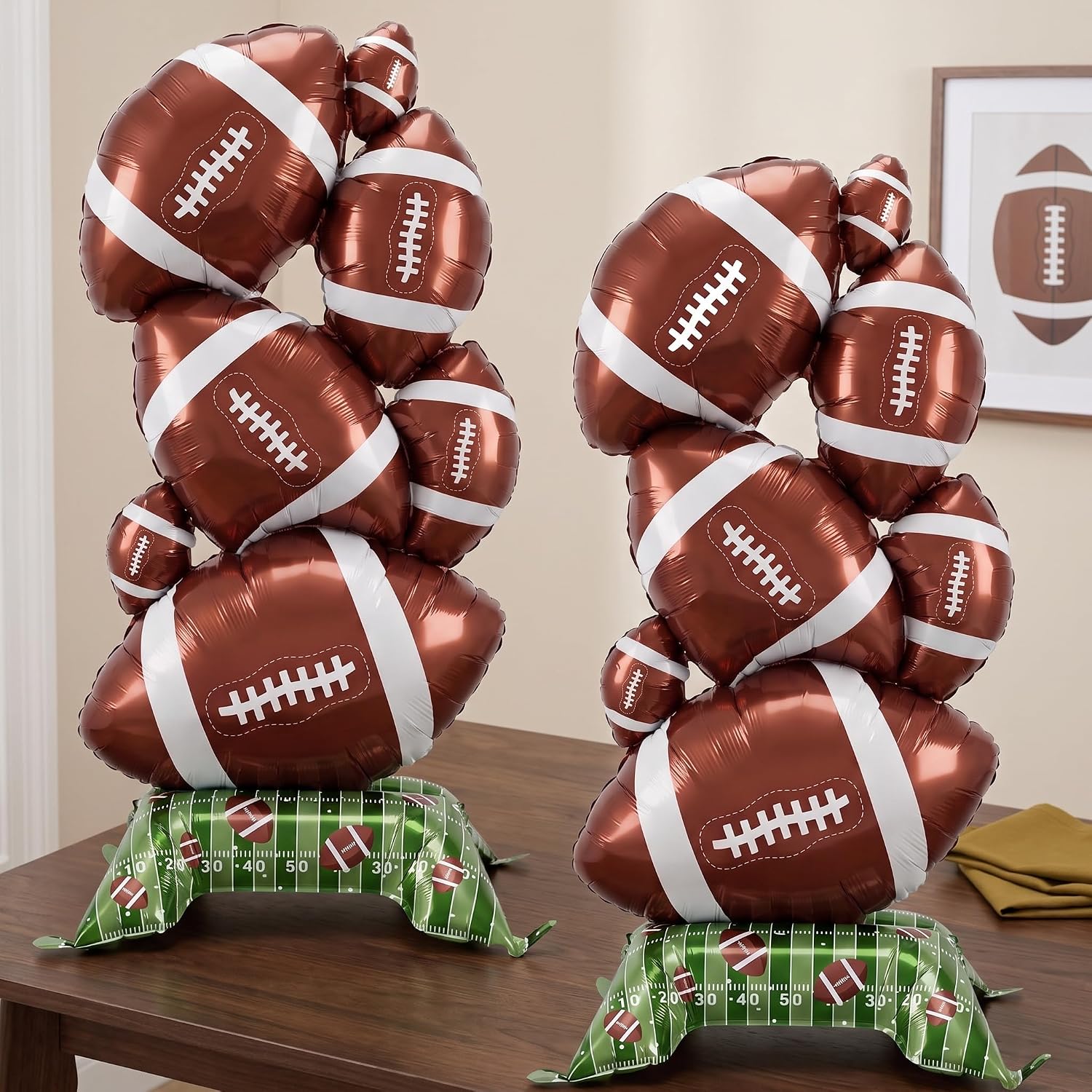 2pcs Giant Self Standing Football Balloons, 59in Football Party Decorations