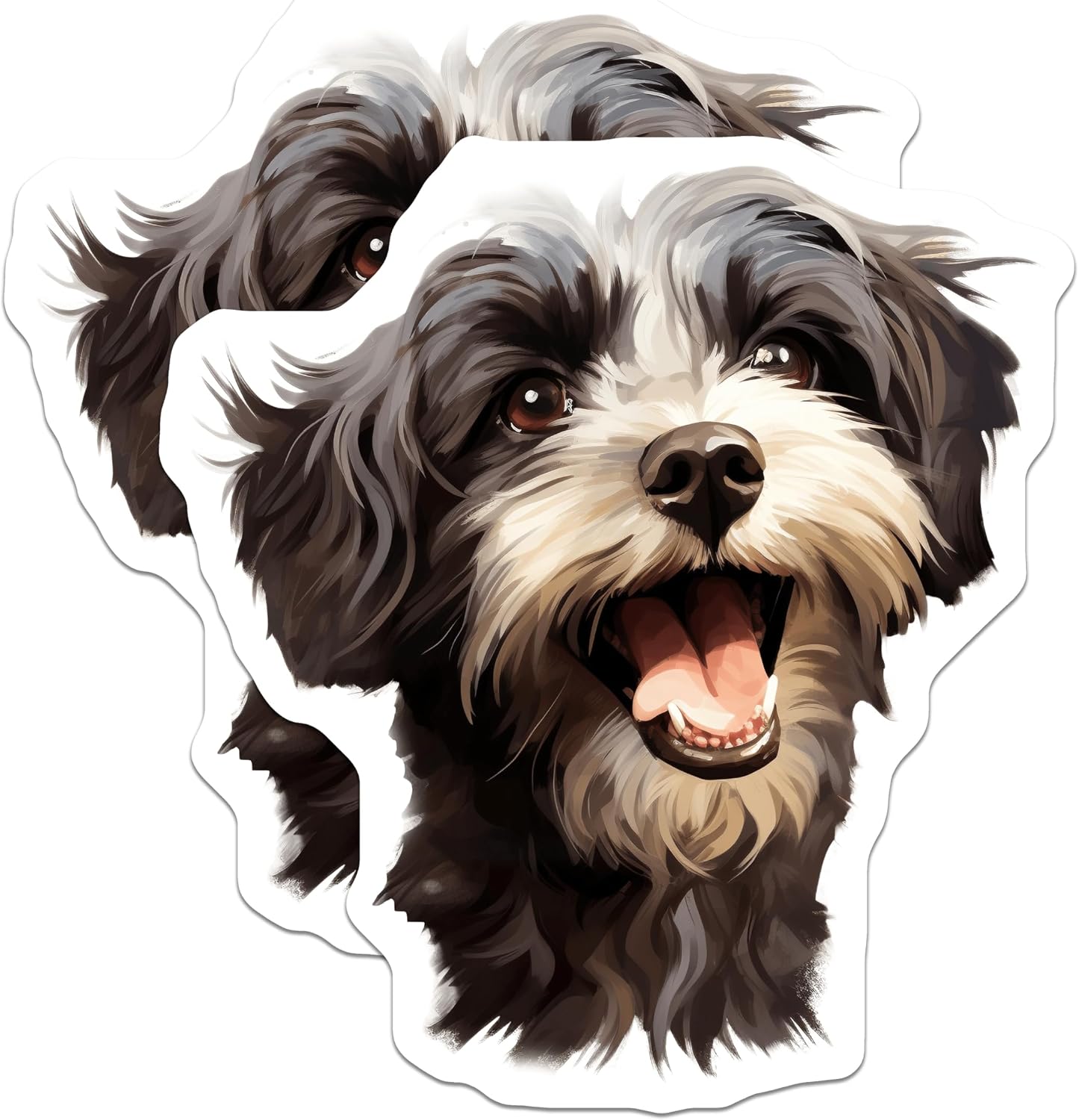(2 Pack) Happy Fluffy Dog Magnets - Cute Pet Illustration Refrigerator Decor - Dog Mom Dad Kitchen Locker Office Art - 5 Inches On Longest Side - Thick Durable Magnet - Made in USA - MAG30740