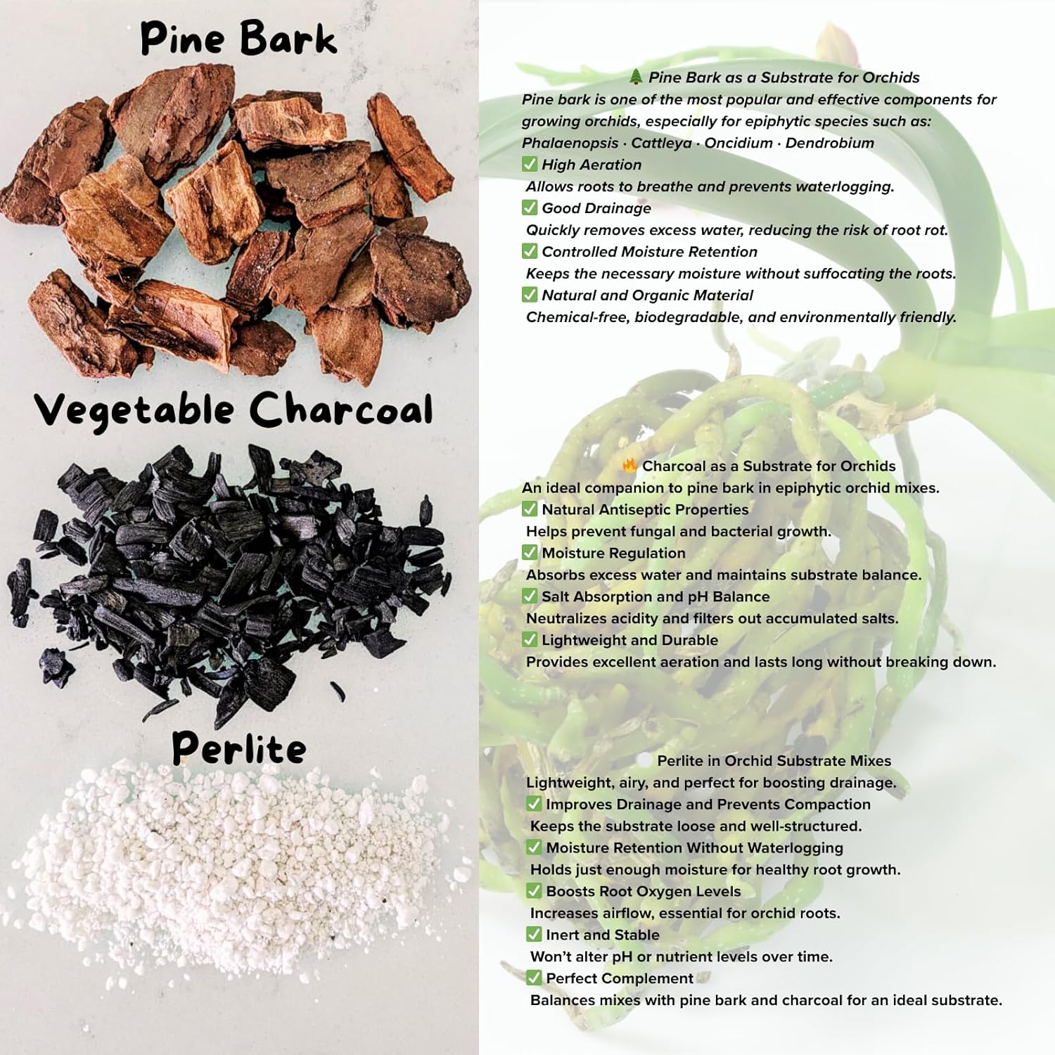 SMG Premium Orchid Potting Soil Mix – Professional Grade Handcrafted Blend with Pine Bark, Perlite for Orchids and Charcoal for Plants – 4QT All-Purpose Repotting Mix
