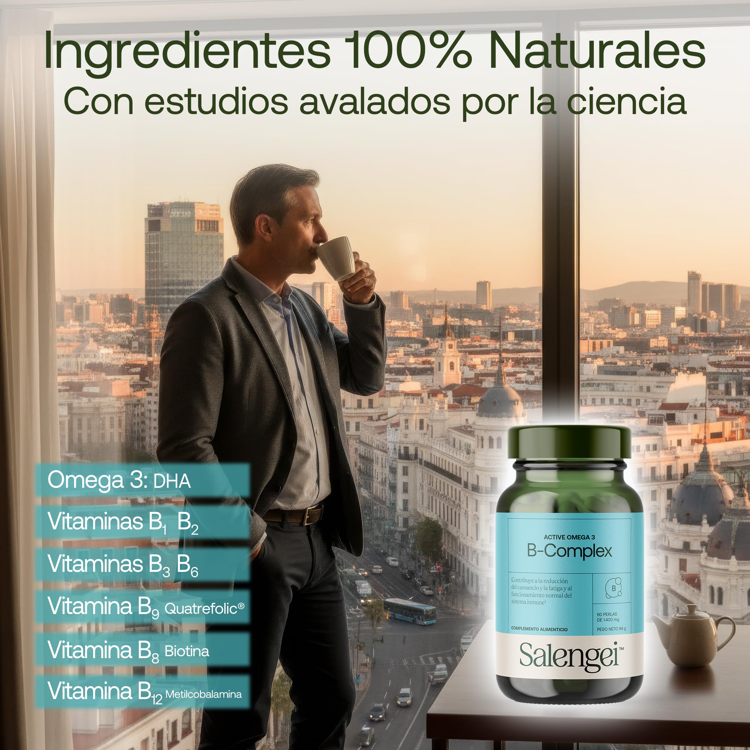ACTIVE B-COMPLEX – Energía y metabolismo con todas las vitaminas del grupo B y colina | 60 perlas