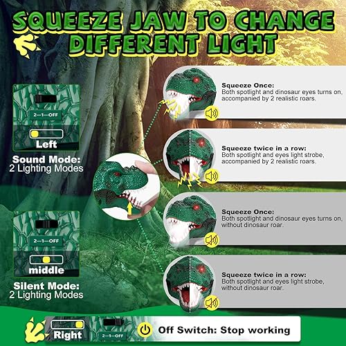 Miniatura 24 de Linterna de dinosaurio para niños, linterna LED, rugido y modo silencioso, juguetes de dinosaurio T-Rex para niños de 3-5, 4, 6, 5, 7, 6, 8,