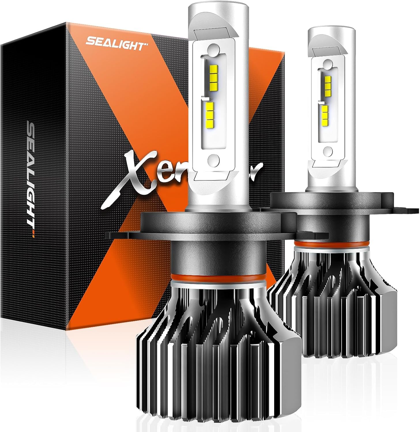 SEALIGHT 2024 Upgraded H4 Light Bulbs, Ultra-Bright Real 1:1 Mini Size, Cool White, Quick Install No Adapter Needed, Pack of 2