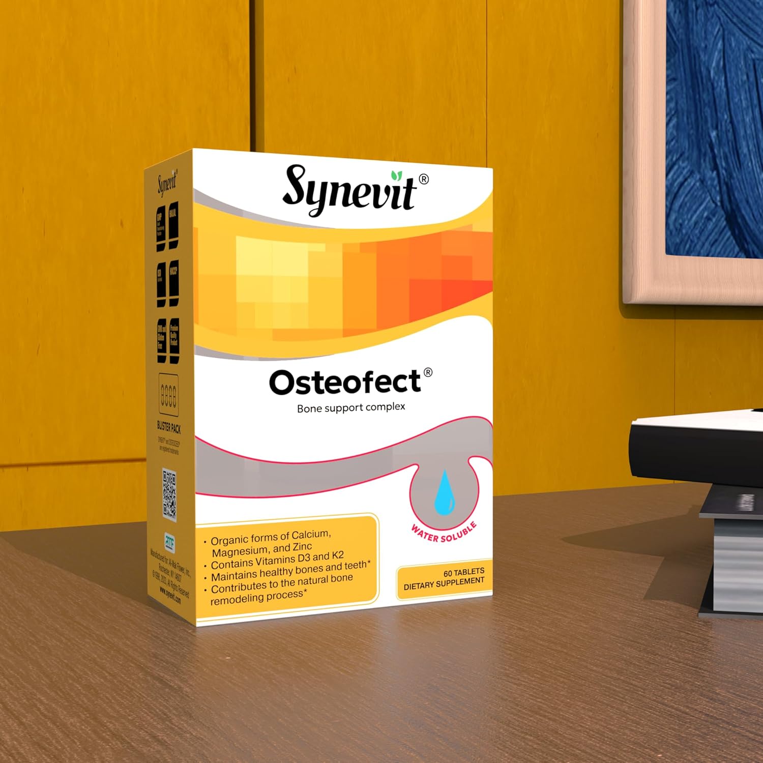 Osteofect® Bone Support Complex, Organic Calcium with Vitamin D3 & K2, Magnesium & Zinc - Supports Healthy Bones & Teeth, 60 Veg Capsules