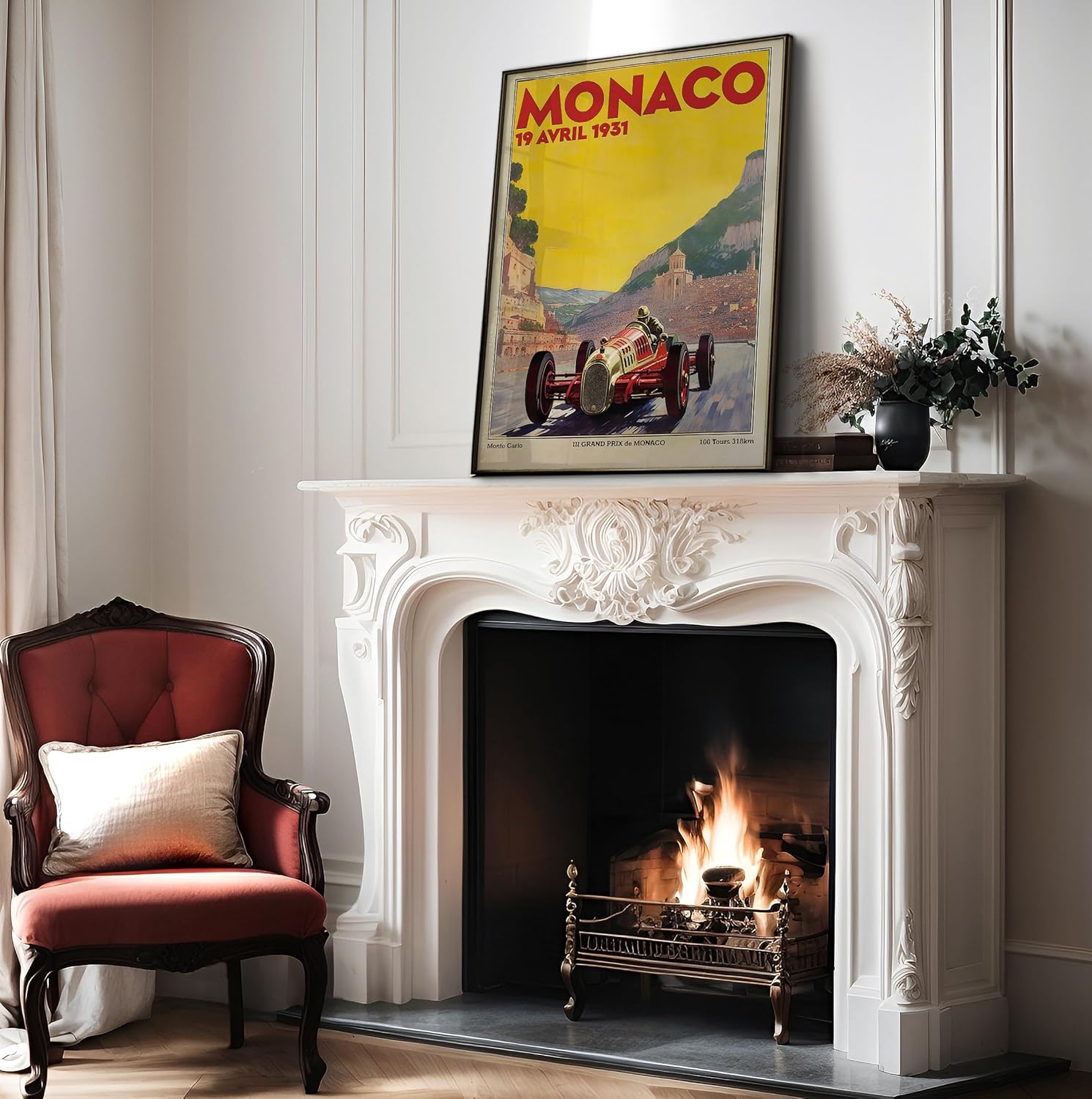 Poster Master Vintage Travel Poster - Retro Tourism Print - Monaco Racing Car - 16x20 UNFRAMED Wall Art - Gift for Artist, Friend - Wall Decor for Living Room, Office, Dorm