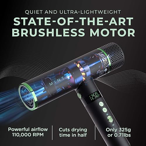 Miniatura 2 de MINT Hummingbird Smart - Secador de pelo profesional con difusor | El mejor secador de pelo ligero con motor sin escobillas | Secador de pelo iónico