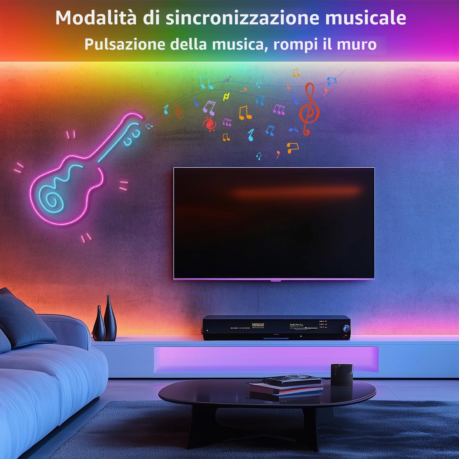 Striscia luminosa al neon RGB-IC, 10 m, USB, 5 V, USB, Bluetooth, LED per parete, striscia luminosa per esterni, controllo app, sincronizzazione musica, ideale per la decorazione della stanza