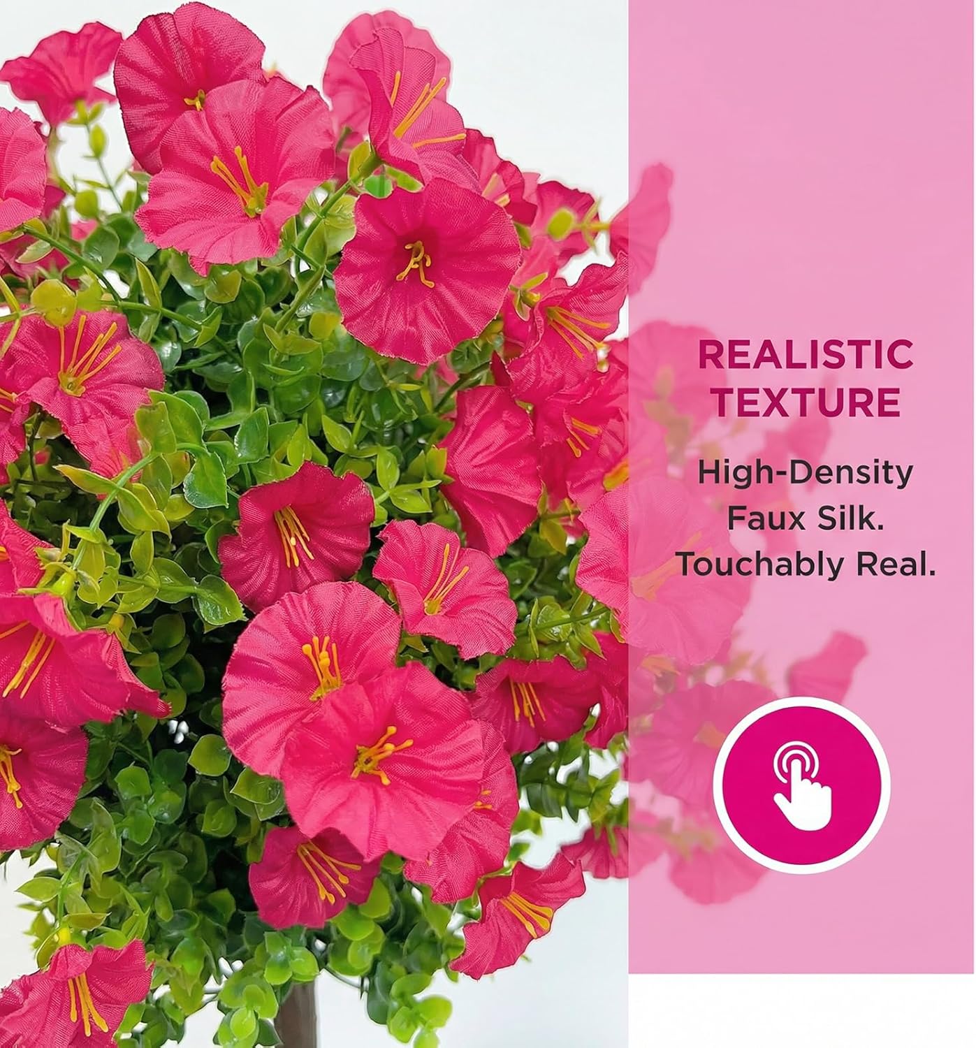 Outdoor Artificial Topiary Trees: 2-Pack Fake Bushes with UV Resistant Faux Petunia Ball & Ground Spike. Ideal for Artificial Bushes for Outdoors Use on Porch and Garden Decor(Rose Color)
