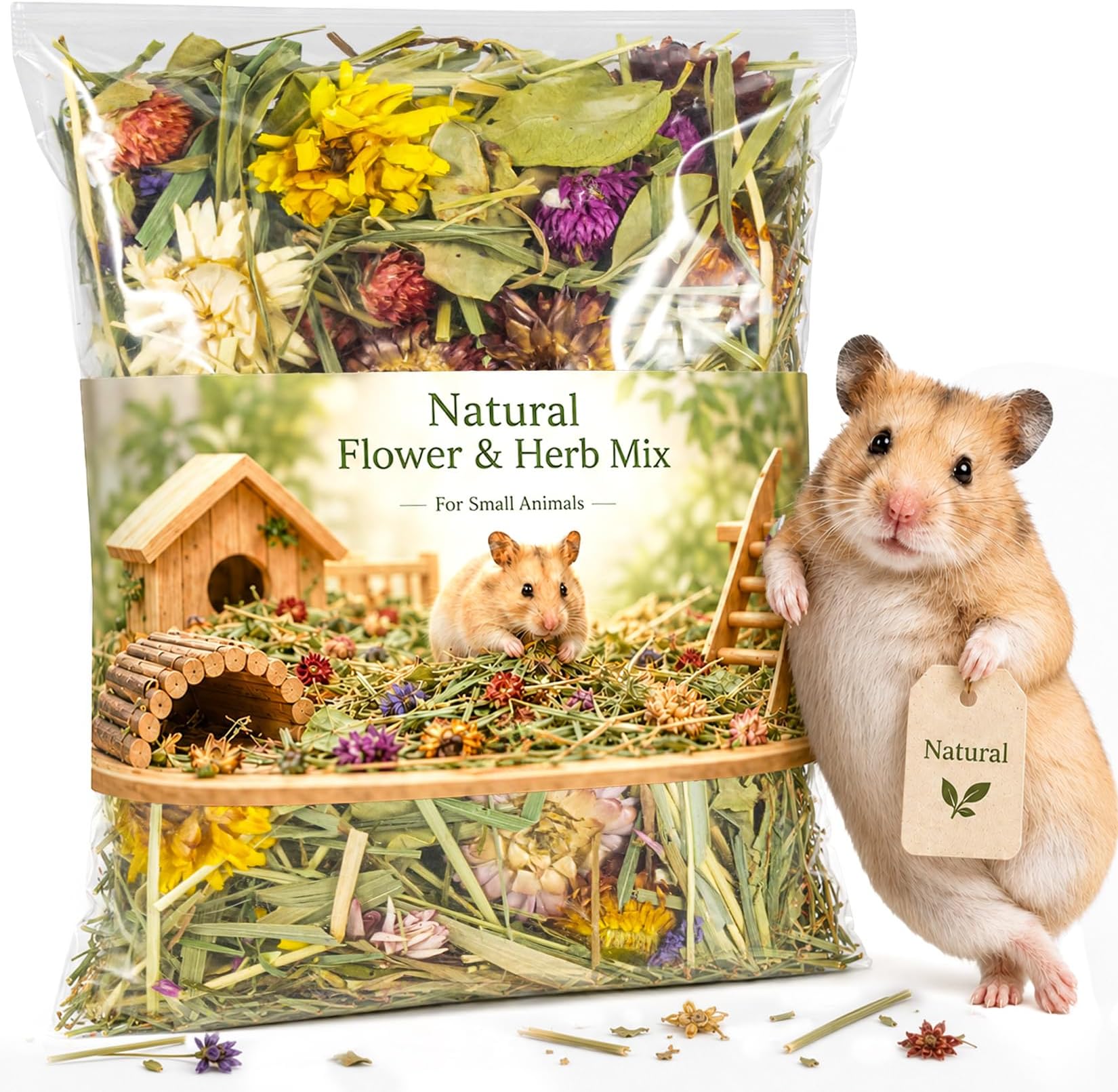 Sukh Hamster Bedding Odor Control - 150G Flowers & Herbs for Small Animals