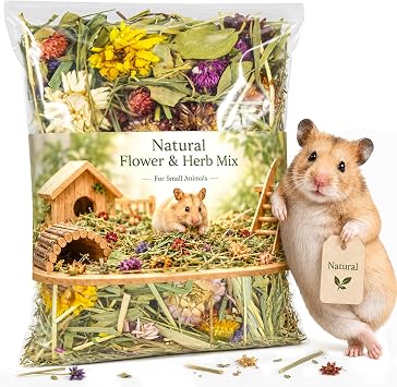 Sukh Hamster Bedding Odor Control - 150G Flowers & Herbs for Small Animals