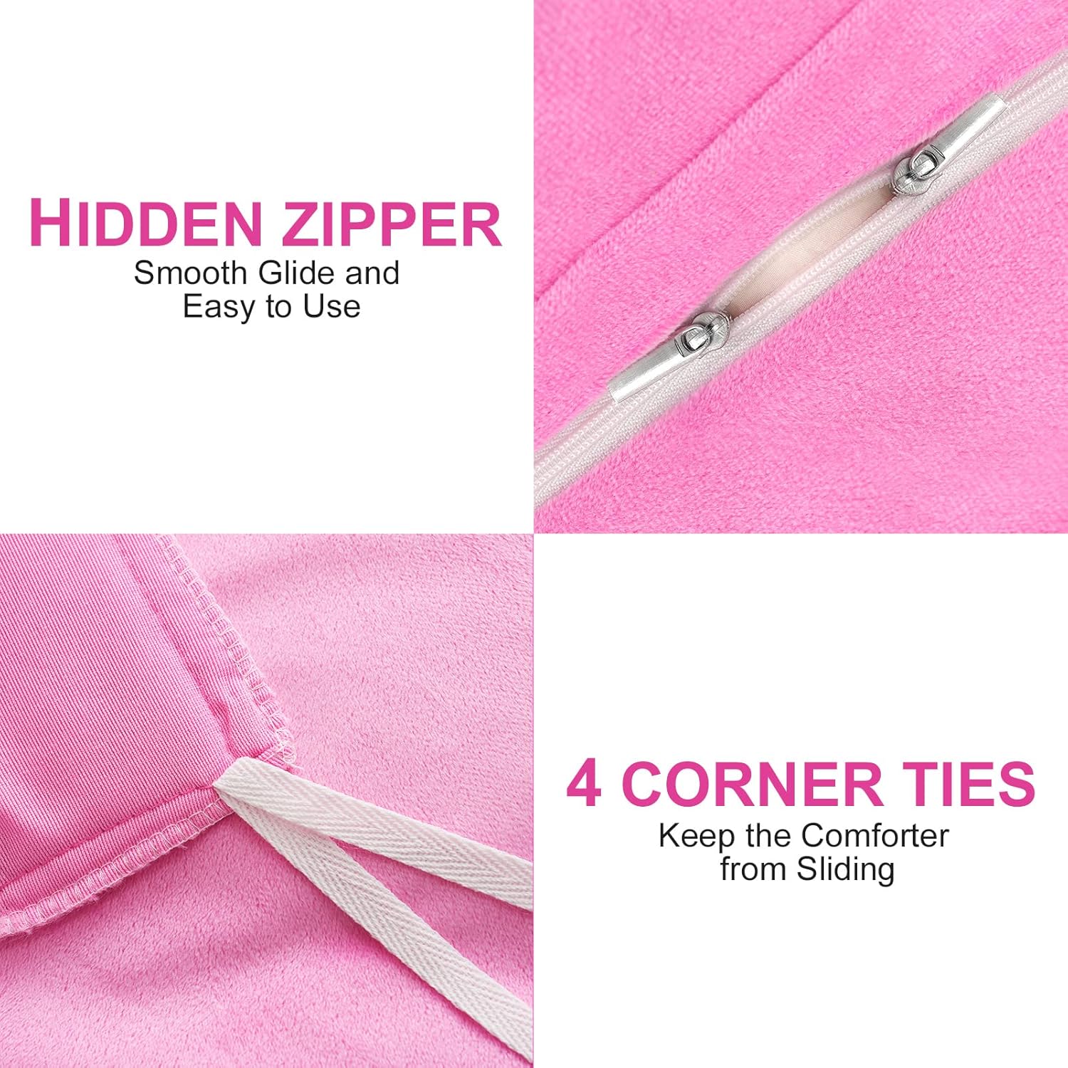 Fluffy Plush Pink Duvet Cover Set Twin Size, Luxury Soft Velvet Fuzzy Comforter Cover Bed Sets 3Pcs(1 Faux Fur Duvet Cover + 1 Pillow Cases + 1 Pillow Cover) Zipper Closure (Twin, Light Pink) - Image 5