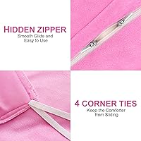 Vista 5 de Juego de Funda de Edredón de Felpa Esponjosa Rosa Tamaño Queen, Juego de Cama de Funda de Edredón Difusa de Terciopelo Suave de Lujo 4 Piezas