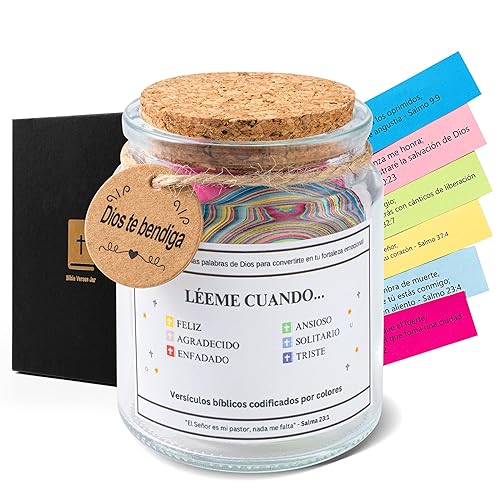 Spanish Bible Verse Jar, Frasco Biblico en Español, Leeme Cuando te Sientas Versículos en Español, Frasco Santo, Regalo para Mama, Citas Biblicas en Español.