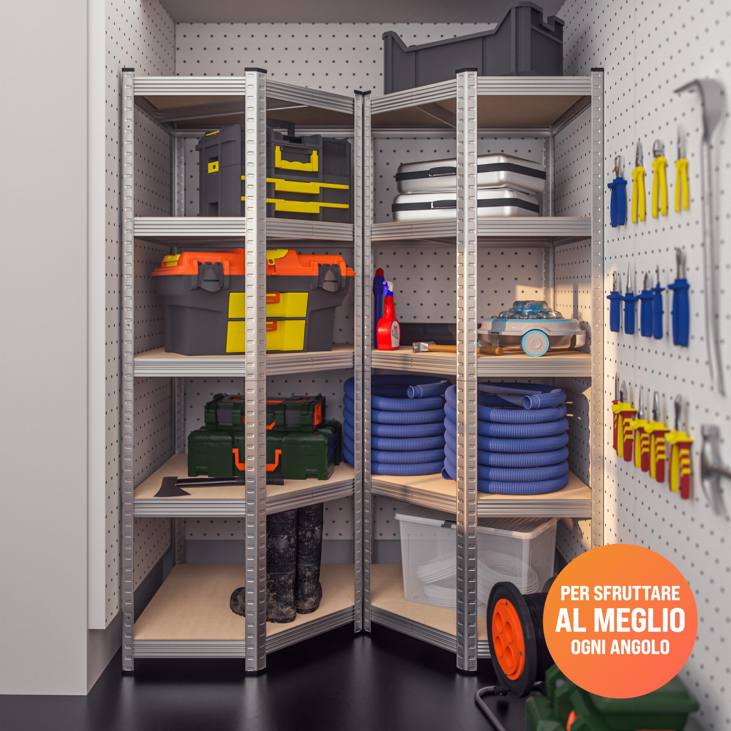 Monzana® Scaffale Metallo Angolare Garage 180x70x40 875kg 5 Riapiani Scaffali Cantina Scaffalatura Angolare Scaffale Salvaspazio Mobile Metallo