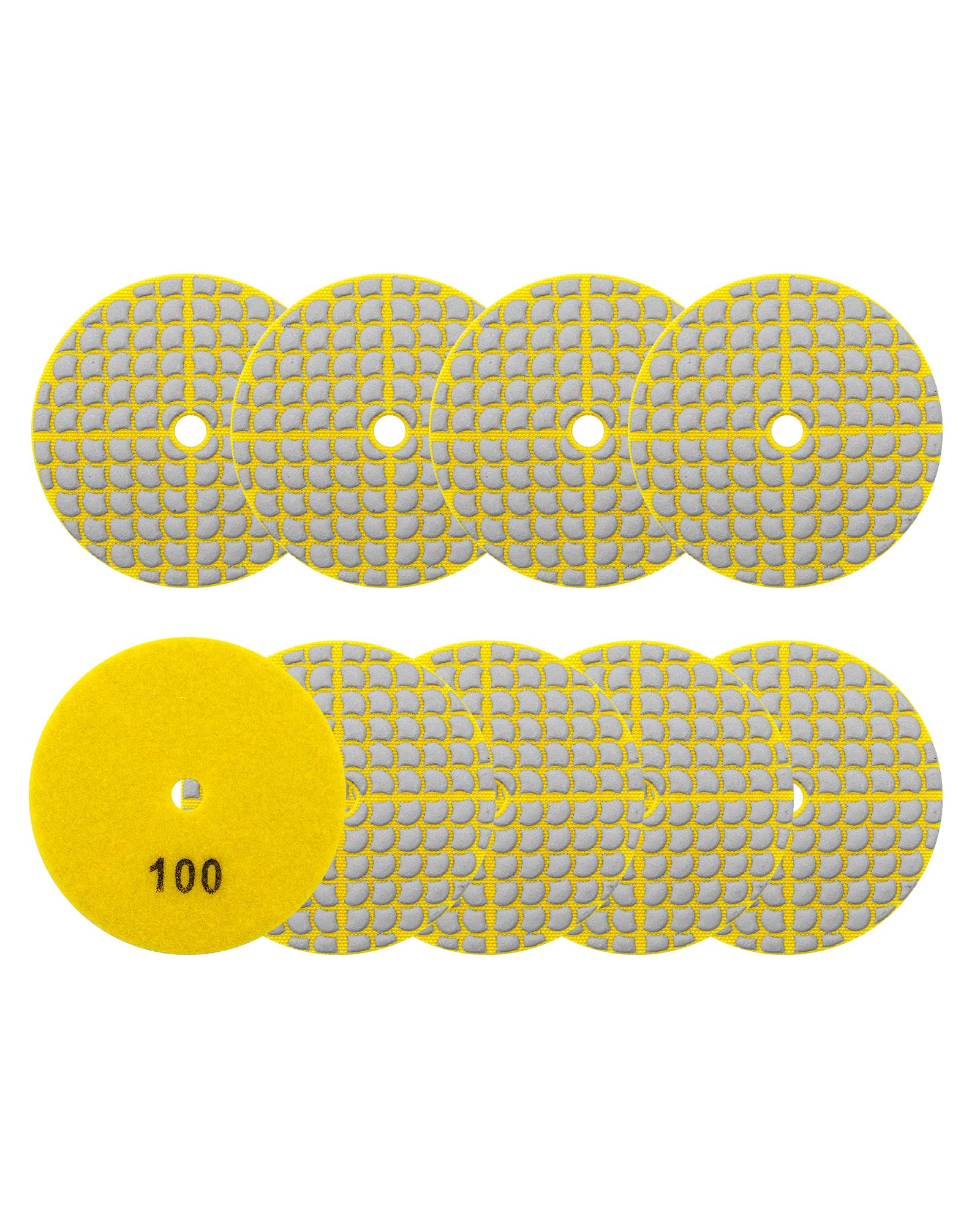 Diamant Polierscheiben 100mm 8Stücke - Körnung 100 Diamant Polierpad Diamant Schleifpad für Granit Marmor Quarz Kunststein für Winkelschleifer